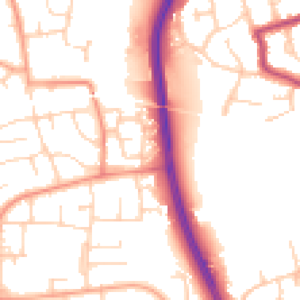 Daytime road noise heatmap for RH11 8ED