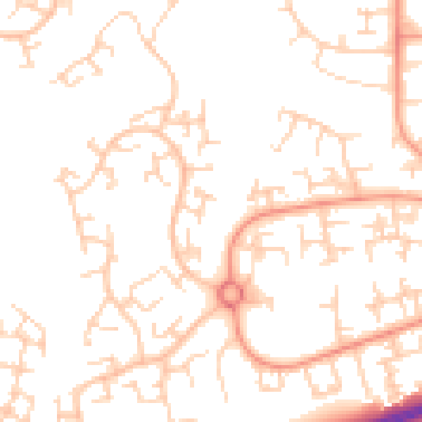Daytime road noise heatmap for RH11 8FD