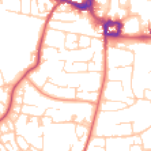 Daytime road noise heatmap for RH11 8FT