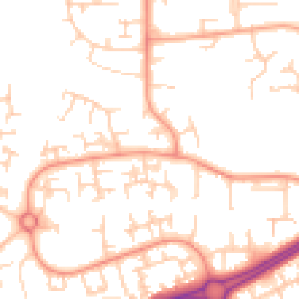 Daytime road noise heatmap for RH11 8JR