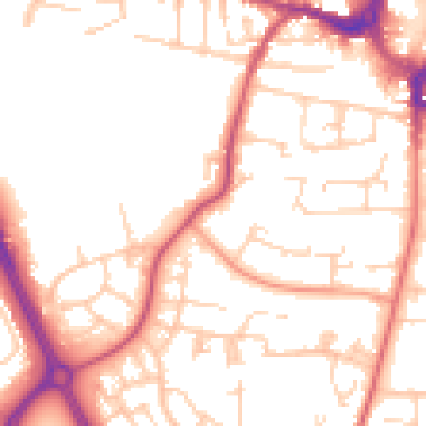 Daytime road noise heatmap for RH11 8PP
