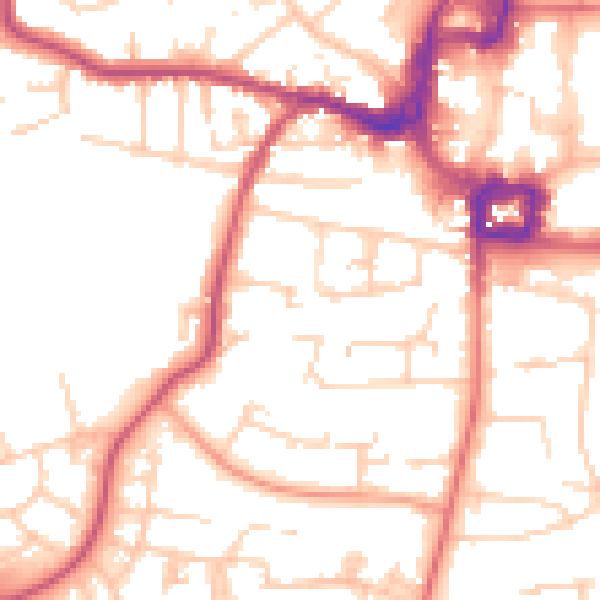Daytime road noise heatmap for RH11 8RG