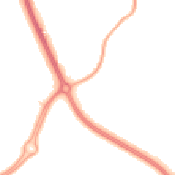 Night-time road noise heatmap for RH11 8SH