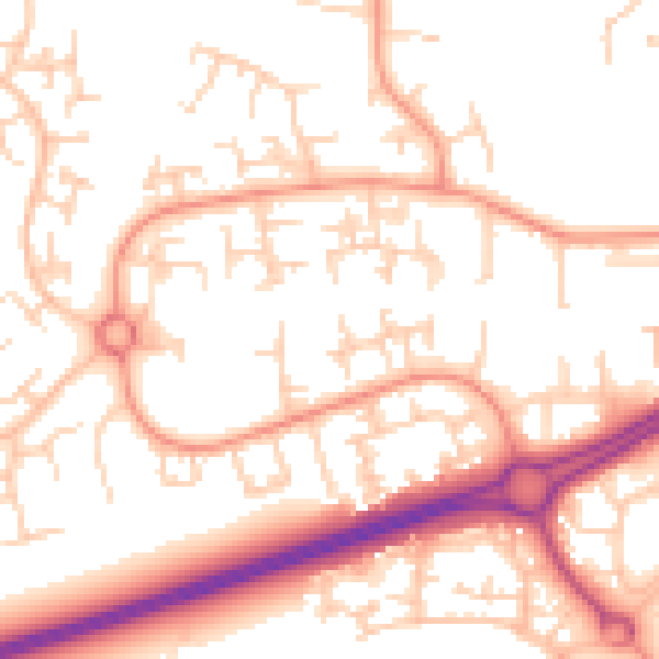 Daytime road noise heatmap for RH11 8UB