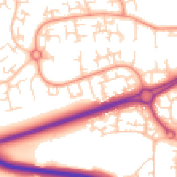 Daytime road noise heatmap for RH11 8US