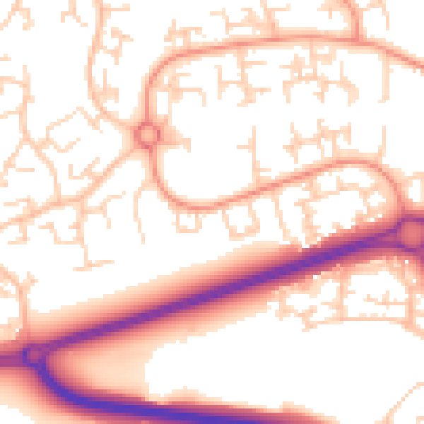Daytime road noise heatmap for RH11 8WB