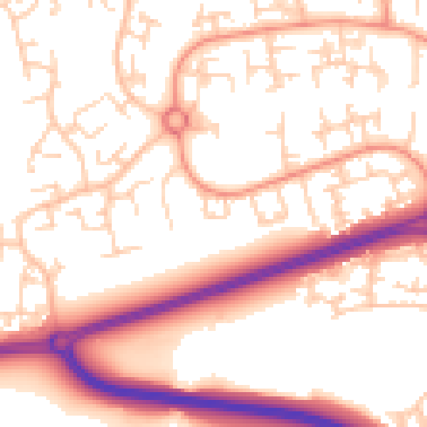 Daytime road noise heatmap for RH11 8WD