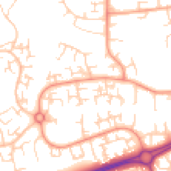 Daytime road noise heatmap for RH11 8XF