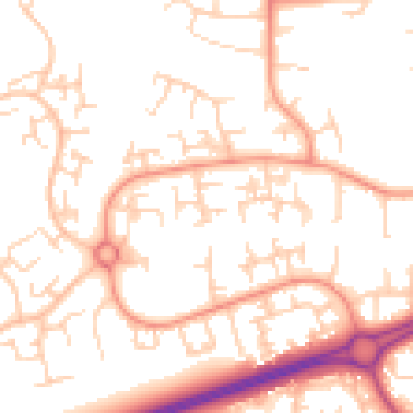 Daytime road noise heatmap for RH11 8XG
