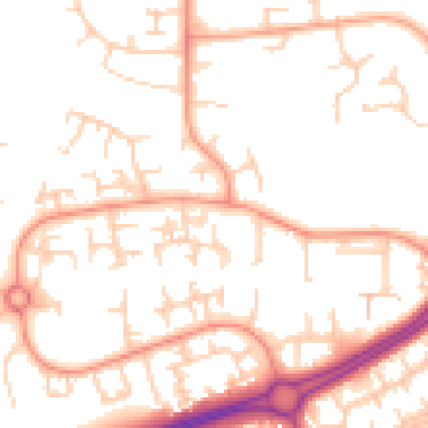 Daytime road noise heatmap for RH11 8XL
