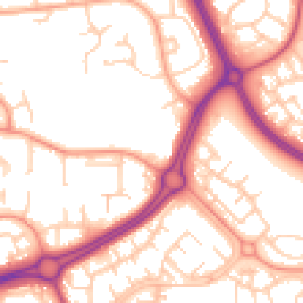 Daytime road noise heatmap for RH11 8XR