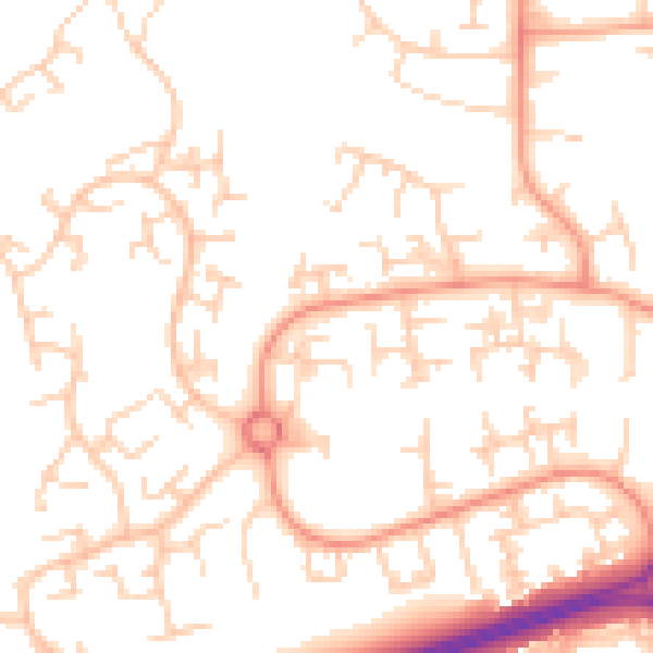 Daytime road noise heatmap for RH11 8XU