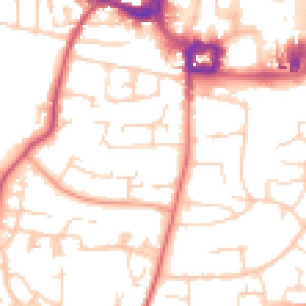 Daytime road noise heatmap for RH11 8ZF