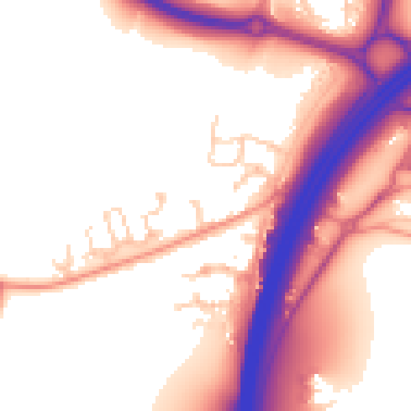Daytime road noise heatmap for RH11 9AN