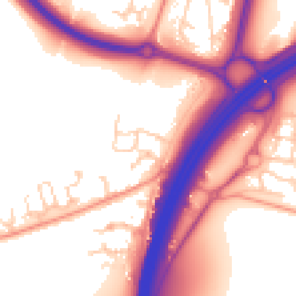 Daytime road noise heatmap for RH11 9FZ