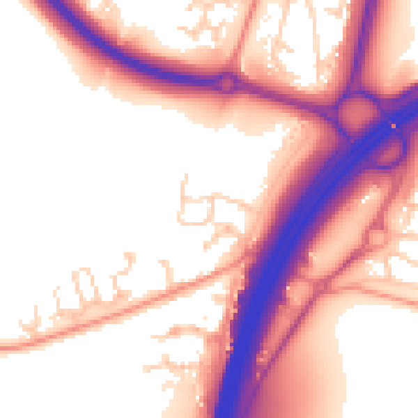 Daytime road noise heatmap for RH11 9GB