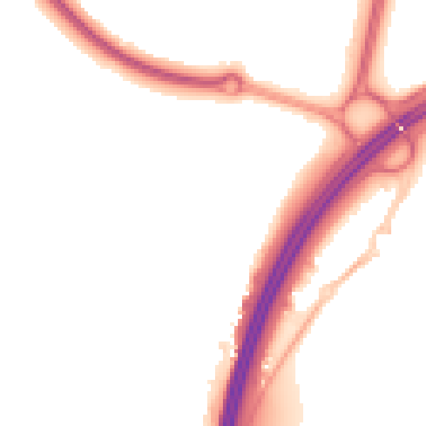 Night-time road noise heatmap for RH11 9GB