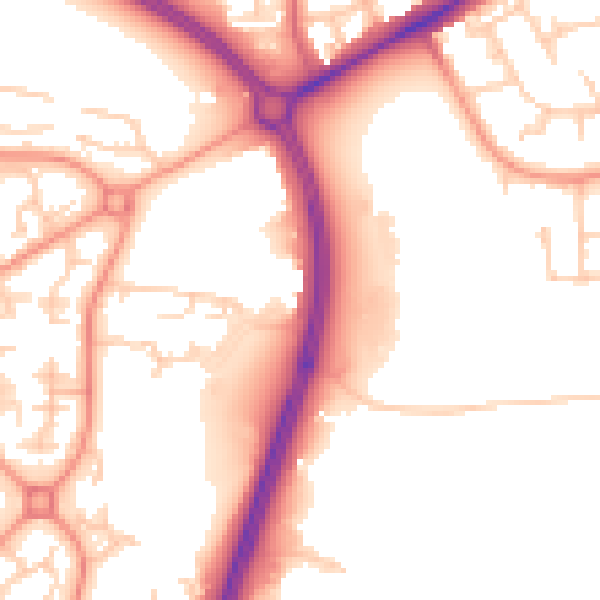 Daytime road noise heatmap for RH11 9GH