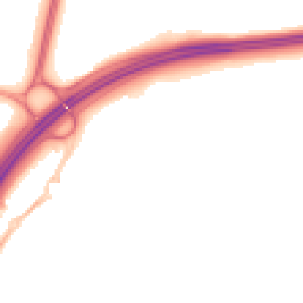 Night-time road noise heatmap for RH11 9GT