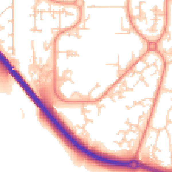 Daytime road noise heatmap for RH11 9LB