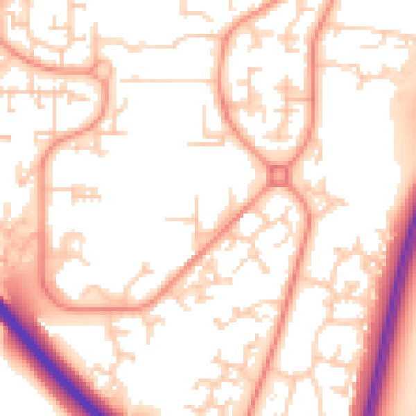 Daytime road noise heatmap for RH11 9LG
