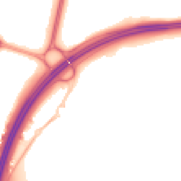 Night-time road noise heatmap for RH11 9PZ
