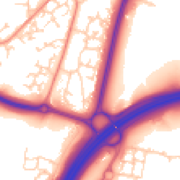 Daytime road noise heatmap for RH11 9RU