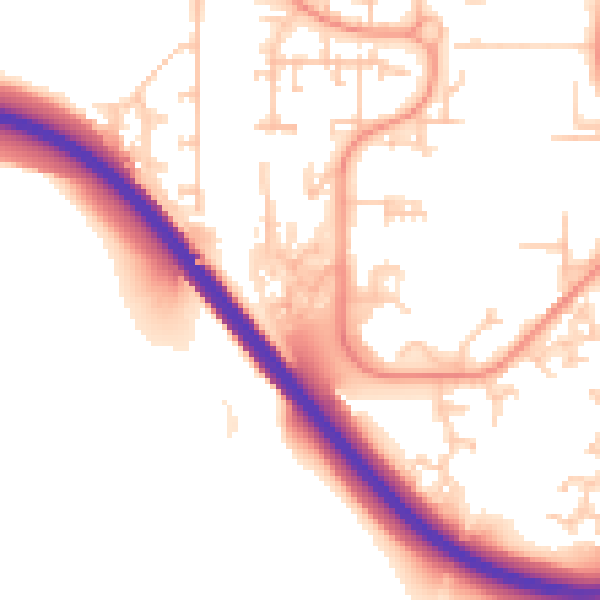 Daytime road noise heatmap for RH11 9ST
