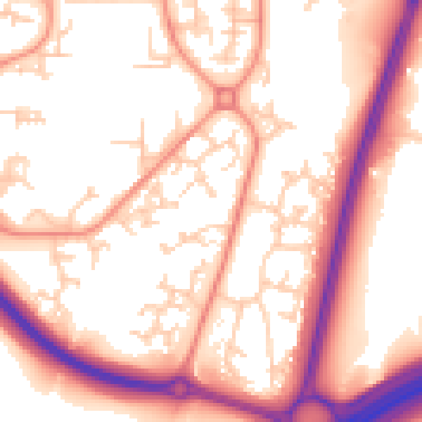 Daytime road noise heatmap for RH11 9TA