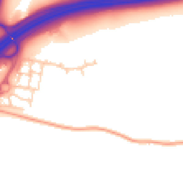 Daytime road noise heatmap for RH11 9UB