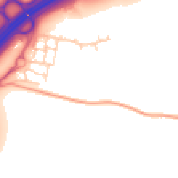 Daytime road noise heatmap for RH11 9UE