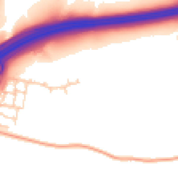 Daytime road noise heatmap for RH11 9UJ