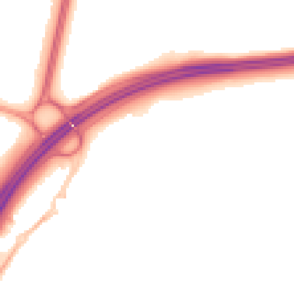 Night-time road noise heatmap for RH11 9UQ