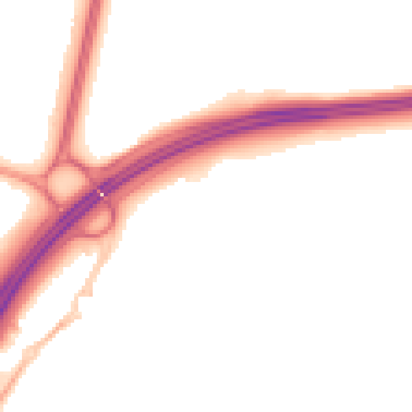 Night-time road noise heatmap for RH11 9UT
