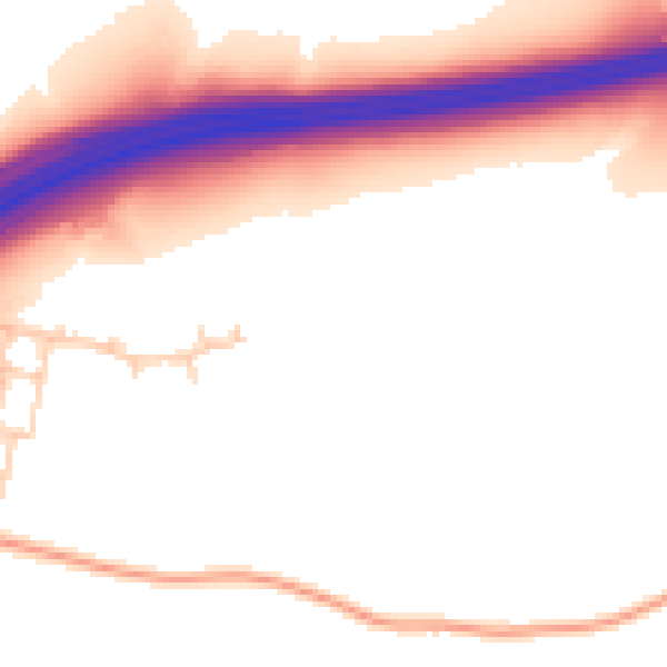 Daytime road noise heatmap for RH11 9UX