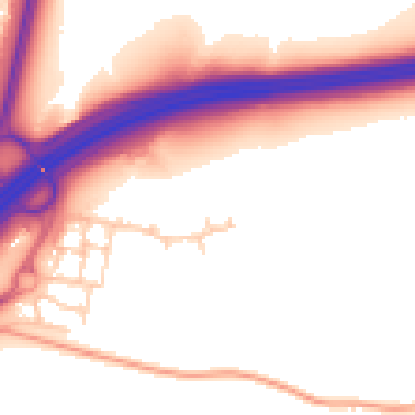 Daytime road noise heatmap for RH11 9XR
