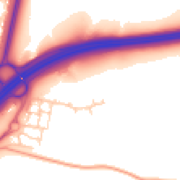Daytime road noise heatmap for RH11 9ZD