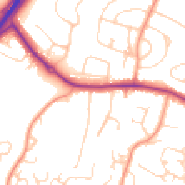 Daytime road noise heatmap for RH12 1ND