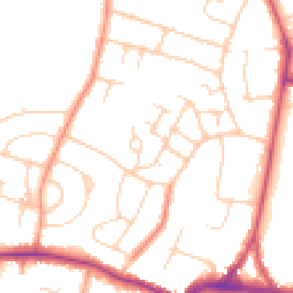 Daytime road noise heatmap for RH12 2JP