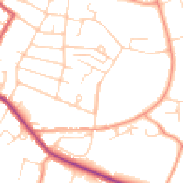 Daytime road noise heatmap for RH13 5NL