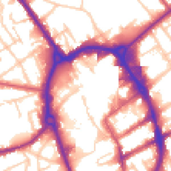 Daytime road noise heatmap for RM1 1DB