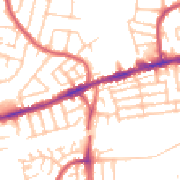 Daytime road noise heatmap for RM6 4AH