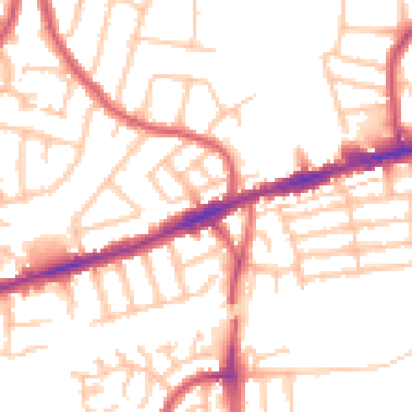 Daytime road noise heatmap for RM6 4AL