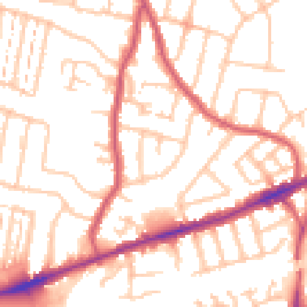 Daytime road noise heatmap for RM6 4AS