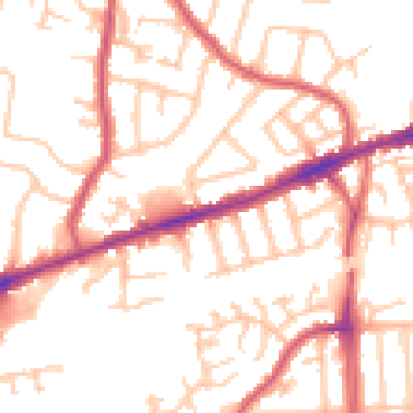 Daytime road noise heatmap for RM6 4AU