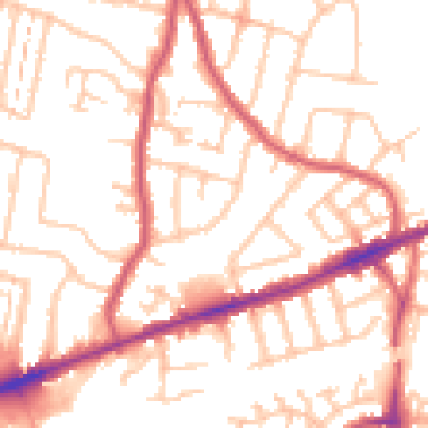 Daytime road noise heatmap for RM6 4AW