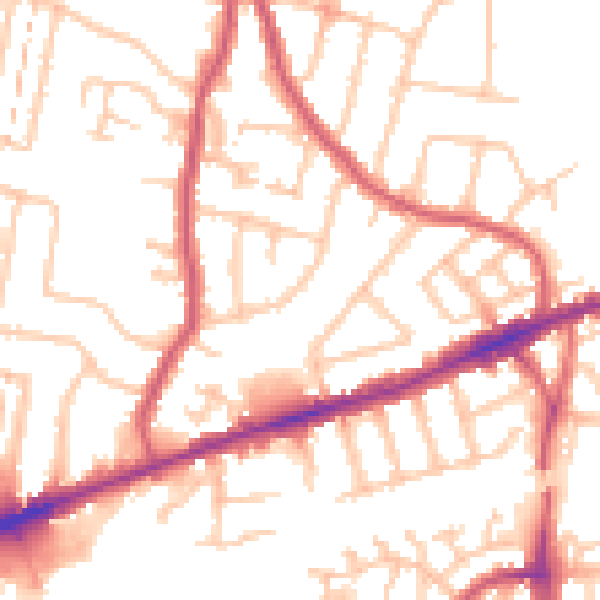 Daytime road noise heatmap for RM6 4AY