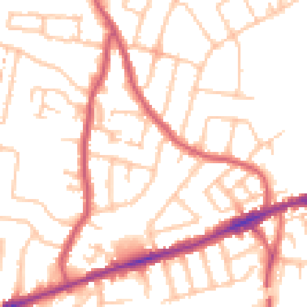 Daytime road noise heatmap for RM6 4AZ