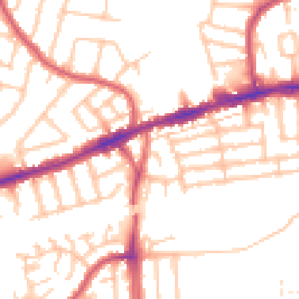 Daytime road noise heatmap for RM6 4BE