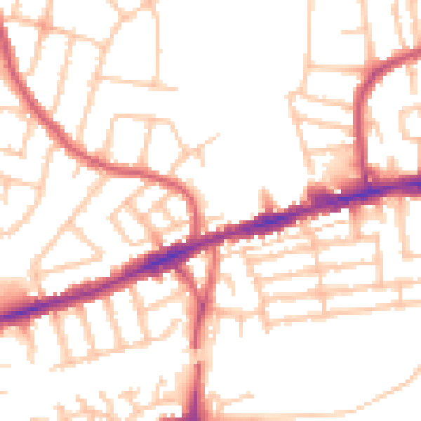 Daytime road noise heatmap for RM6 4BF